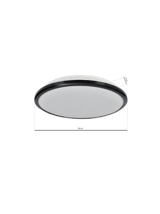 Eko Light Πλαφονιέρα Οροφής Μπάνιου Μαύρη με Ενσωματωμένο LED