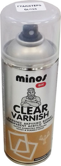 Minos Spray Σπρέι Βερνίκι Clear Varnish Ακρυλικό με Γυαλιστερό Εφέ Διάφανο 400ml