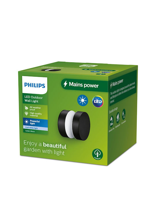Philips Laven Επιτοίχιο Εξωτερικό Φωτιστικό LED IP44 6W με Φυσικό Λευκό Φως