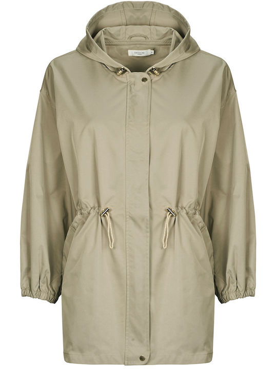 Lang Damen Parka Jacke Khaki