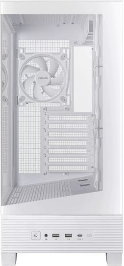 Asus A31 PLUS Gaming Midi-Turm Computergehäuse mit Seitenfenster und ARGB-Beleuchtung Weiß