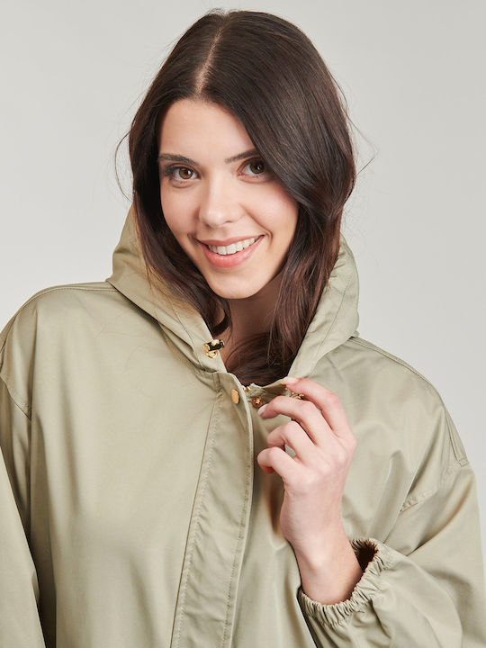 Lang Damen Parka Jacke Khaki