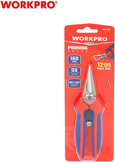 WorkPro Ψαλίδι Τρύγου Μήκους 16cm με Μέγιστη Διάμετρο Κοπής 12mm