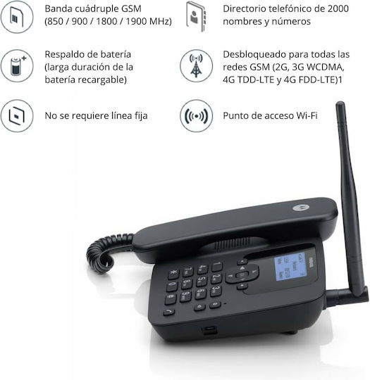 Motorola FW410 4G Ενσύρματο Τηλέφωνο Γραφείου Μαύρο 107FW410L