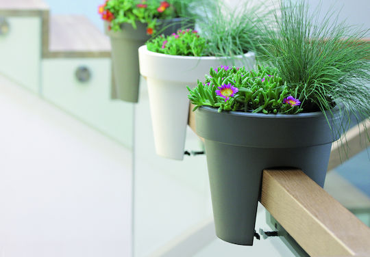 Marhome Lofly Railing Γλάστρα Πλαστική Γκρι 24.5x24.5x22.5εκ.
