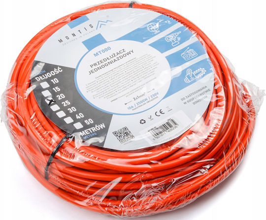Montis 1 Platz mit Kabel 20m Durchmesser 2 x 1mm² Orange