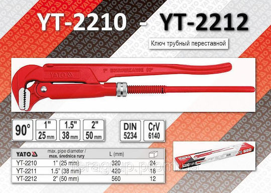 Yato Plumbing Pliers 1½" 420mm 90°