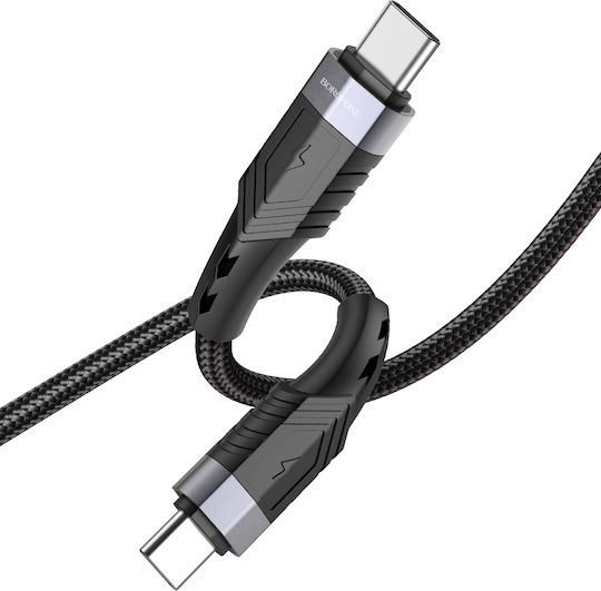 Borofone BU35 Exklusives Geflochtenes USB 2.0 Kabel USB-C männlich - USB-C 60W PD Schwarz 1,2m