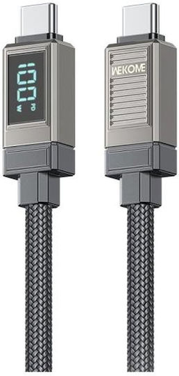WK Braided USB 2.0 Cable USB-C male - USB-C 100W Γκρι 1.2m 250871