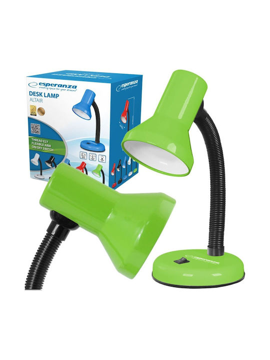 Esperanza Alatair Office Lamp with Flexible Arm for Socket E27 in Green Color