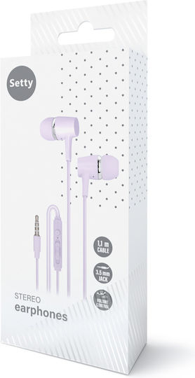 Setty In-ear Handsfree Ακουστικά με Βύσμα 3.5mm Μωβ