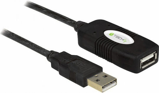 Techly USB 2.0 Кабел USB-A мъжки - USB-A женски Черен 10м 023646