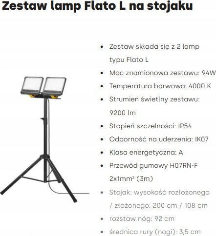 Lena Lighting Προβολέας Εργασίας LED IP54 με Φωτεινότητα έως 9200lm