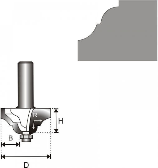 Dedra Cutter Bit Carbide for Groove Shaping in Wood 34.9mm x 8mm with Bearing