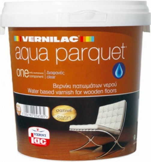Vernilac Aqua Parquet Varnish 1K Βερνίκι Επιφάνειας Πολυουρεθάνης Νερού Άχρωμο Σατινέ 750ml