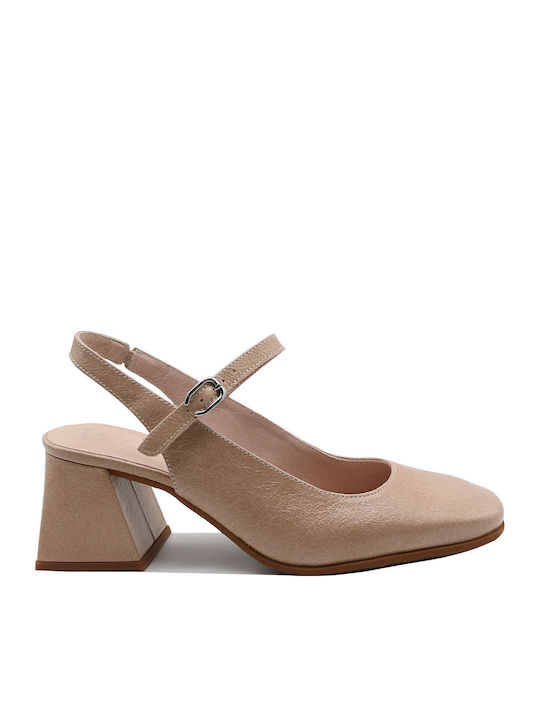 Pumps mit Riemchen Beige