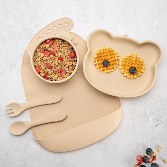 AppeKids Set Essgeschirr aus Silikon Beige 6Stück