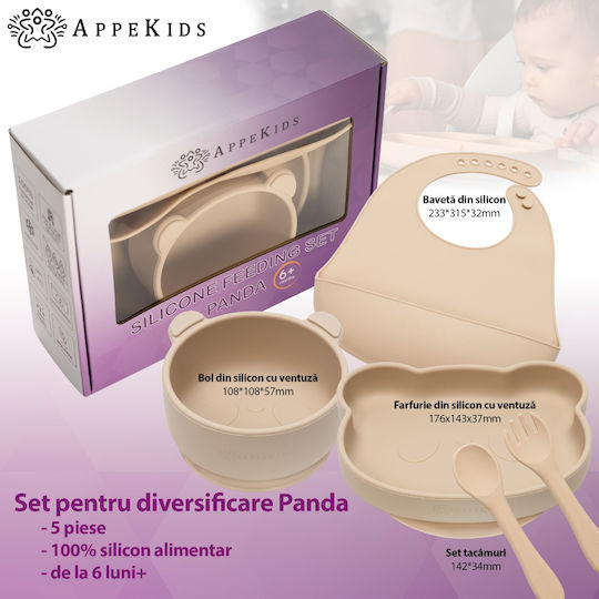 AppeKids Set Essgeschirr aus Silikon Beige 6Stück