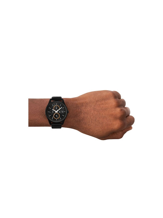 Armani Exchange Ceas Bărbătesc 42mm Baterie cu Neagră Curea din Piele