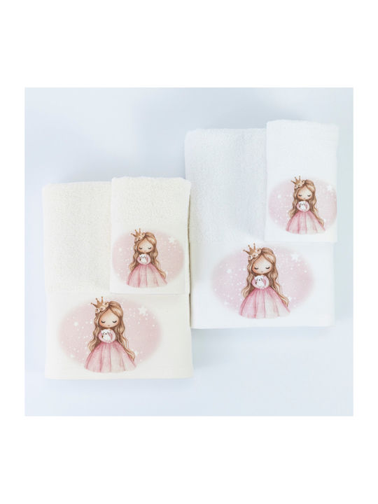 Borea Σετ Βρεφικές Πετσέτες 2τμχ Little Queen Εκρου 30x50cm