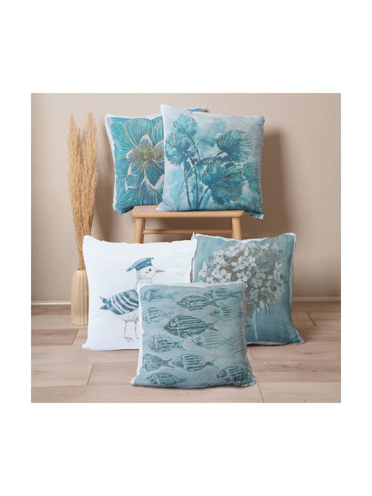 Borea Sofa Cushion Pattern 80 Percent Cotton White 45x45cm
