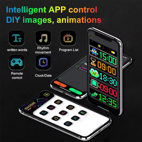 Програмируем RGB LED матричен панел за знаци Flaglight Bluetooth дистанционно управление смартфон приложение 16*144 пиксела IP65 20W 5V 192x1330 мм
