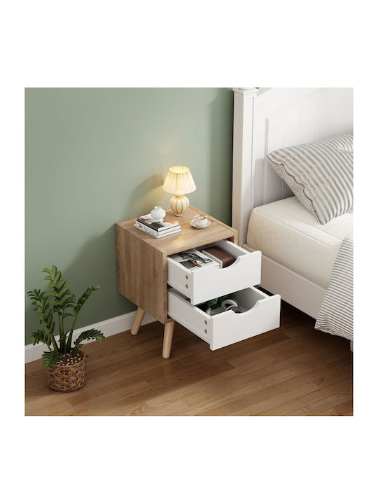 Bedside Table Selma Wooden Beige 29.7x29.7x45cm