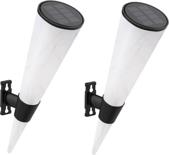 Set of 2 Wall Solar Lights Torches Cold White with Motion Sensor and Photocell IP65 27.5cmx4.5cmx21cmcm