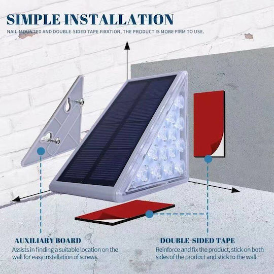 Set 2 Lămpi Solare 0.6W cu Alb Rece Lumină 6000K IP67