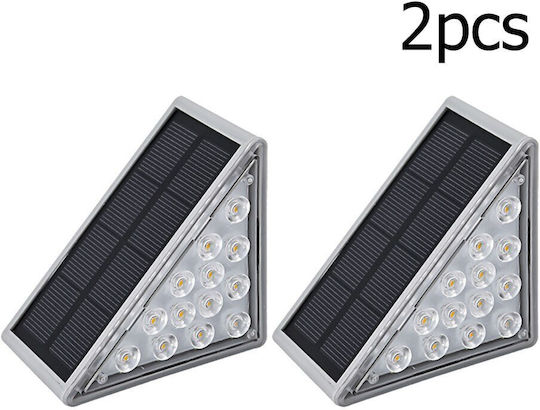 Set 2 Lămpi Solare 0.6W cu Alb Rece Lumină 6000K IP67