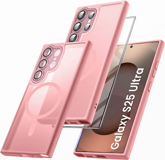 Θήκη Samsung Galaxy S25 Ultra Magsafe Erbord Μatt Case Ροζ + Γυαλί Οθόνης