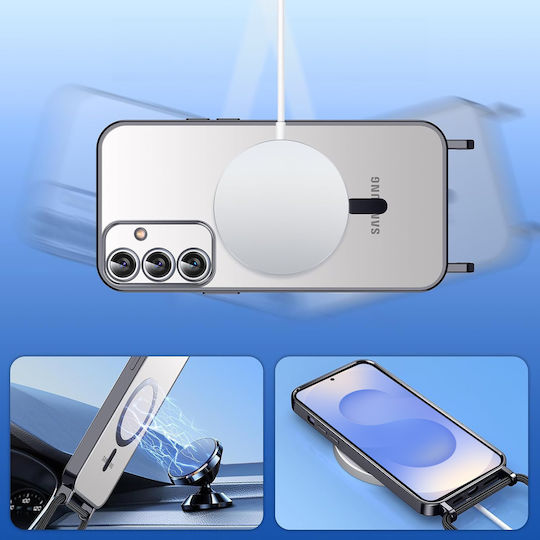 Erbord Electro Задна корица Силикон с Каишка Черен (Galaxy S25)