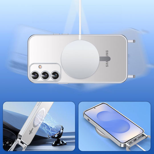 Θήκη Samsung Galaxy S25 Electro Magsafe Ασημένια + Κορδόνι