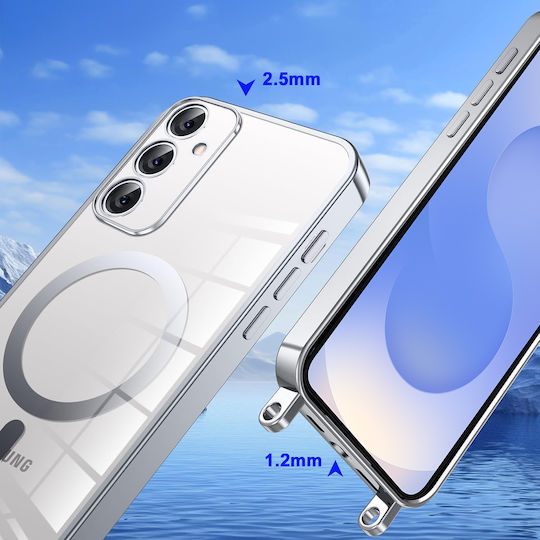 Θήκη Samsung Galaxy S25 Electro Magsafe Ασημένια + Κορδόνι