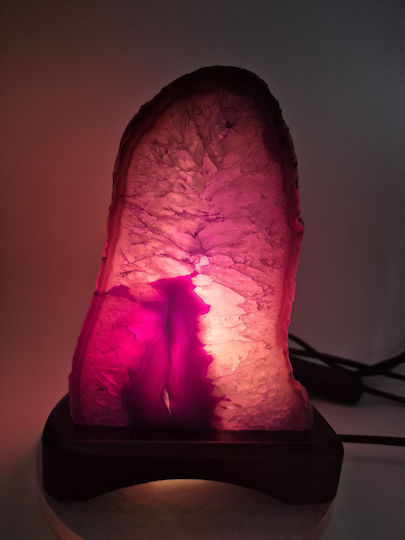 Decorative Indoor Lamp Purple Agate Wooden Base Crystal Palace