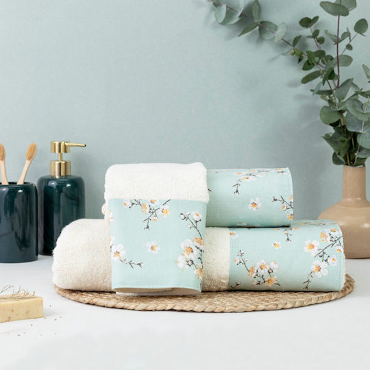 Borea Bath Towel Set 3pcs Jasmine Petrol Blue