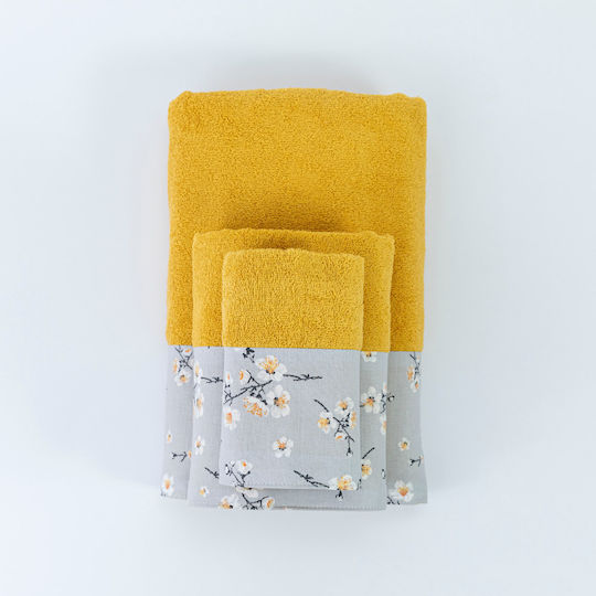Borea Bath Towel Set 3pcs Jasmine Petrol Blue