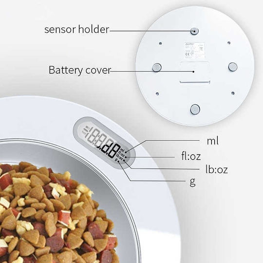 Stainless Steel Food Bowl for Dog & Cat 17cm with Scale