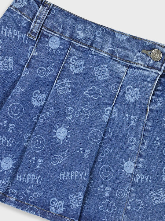Kids' Denim Pleated Skirt Blue