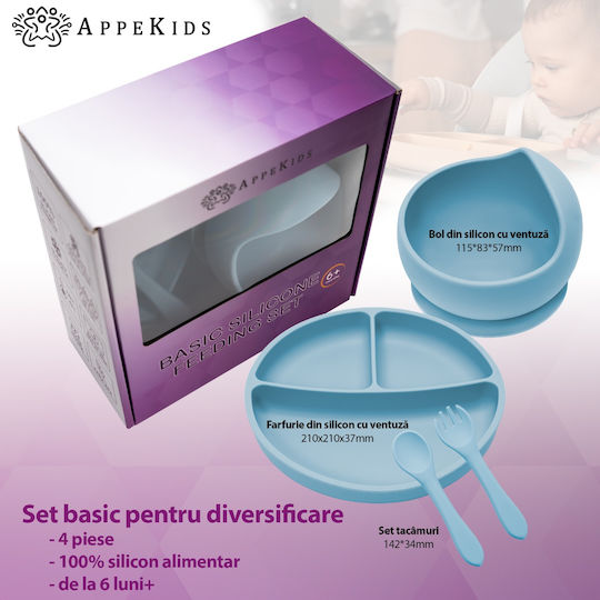 AppeKids Feeding Set made of Silicone Turquoise 5pcs