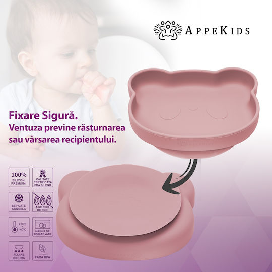 AppeKids Σετ Φαγητού από Σιλικόνη Ροζ 6τμχ