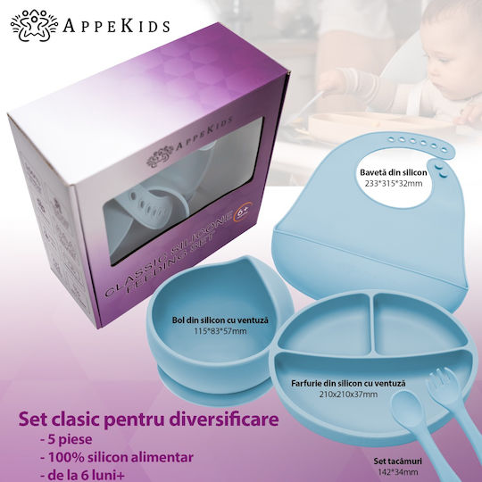 AppeKids Set de hrănire din Silicon Turcoaz 6buc