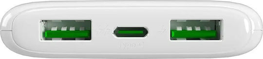 Puro Daily 10 Plus Power Bank 10000mAh 22.5W με 2 Θύρες USB-A και Θύρα USB-C Power Delivery Λευκό