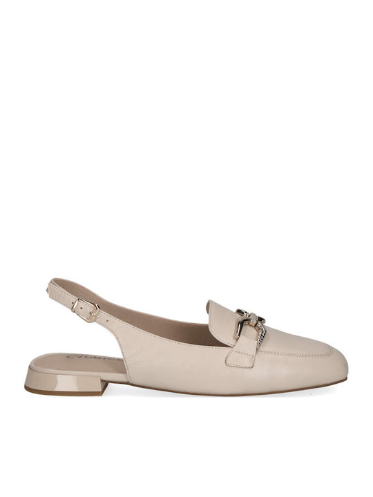 Δερμάτινες Γυναικείες Μπαλαρίνες Slingback Μπεζ