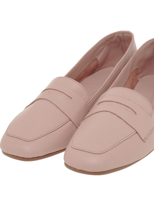Δερμάτινα Γυναικεία Loafers σε Ροζ Χρώμα