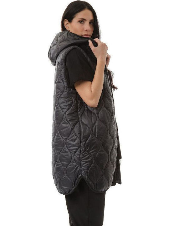 Women's Long Puffer Jacket for Winter Black