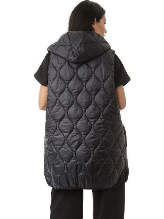 Women's Long Puffer Jacket for Winter Black