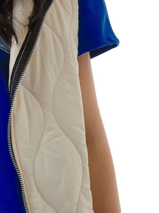 Women's Long Puffer Jacket for Winter Beige