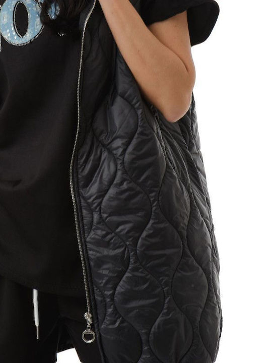 Women's Long Puffer Jacket for Winter Black