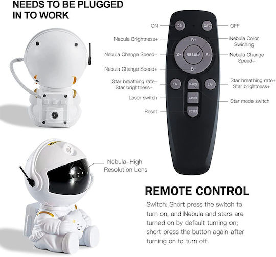 ACP Led Rotating Kids Projector Lamp with Star Projection White
